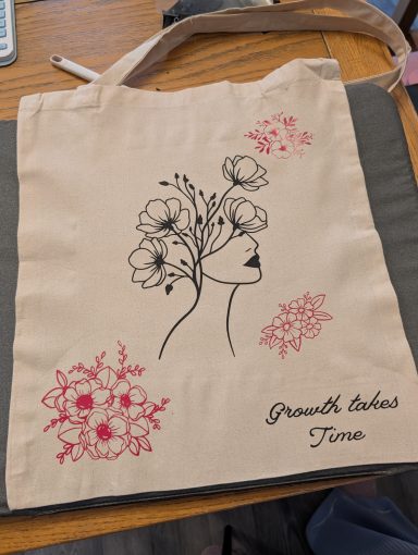 Growth Takes Time Tote Bag Fully customisable tote bags are available for every occasion. They also make the perfect gift to a loved one or friend.